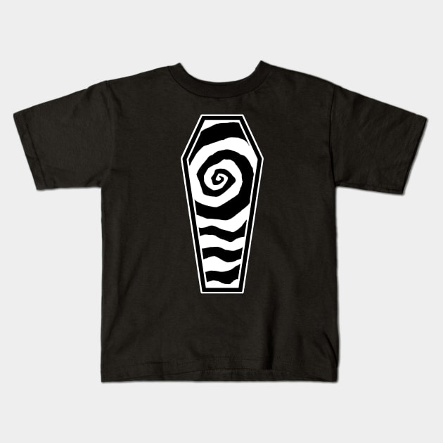 Coffin Swirl Kids T-Shirt by NightmareCraftStudio